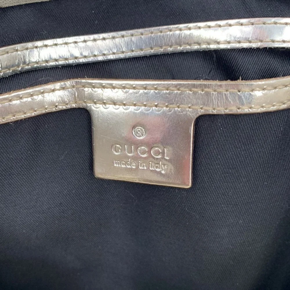 Authentic Vintage GUCCI Joy Boston Ivory & Gold GG Coated Canvas Medium Satchel